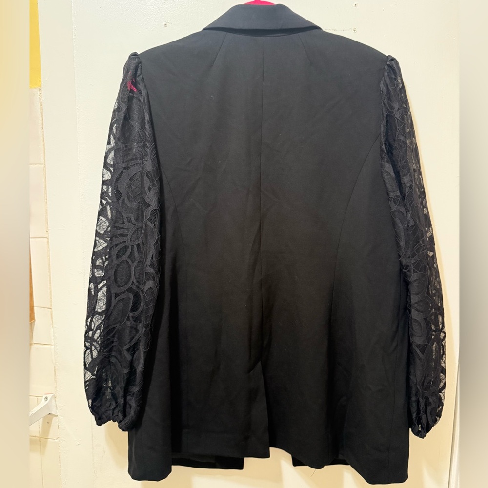 Dennis Basso Regular Ponte Knit Blazer with Lace Sleeves NWT-16 - Picture 6 of 14